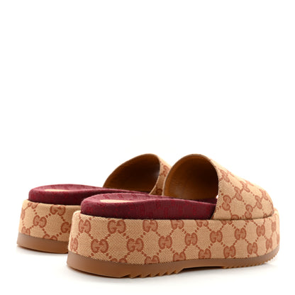 Gucci Canvas GG Monogram Angelina Platform Slide Sandals 39.5 Beige Ruggine 4 of 11