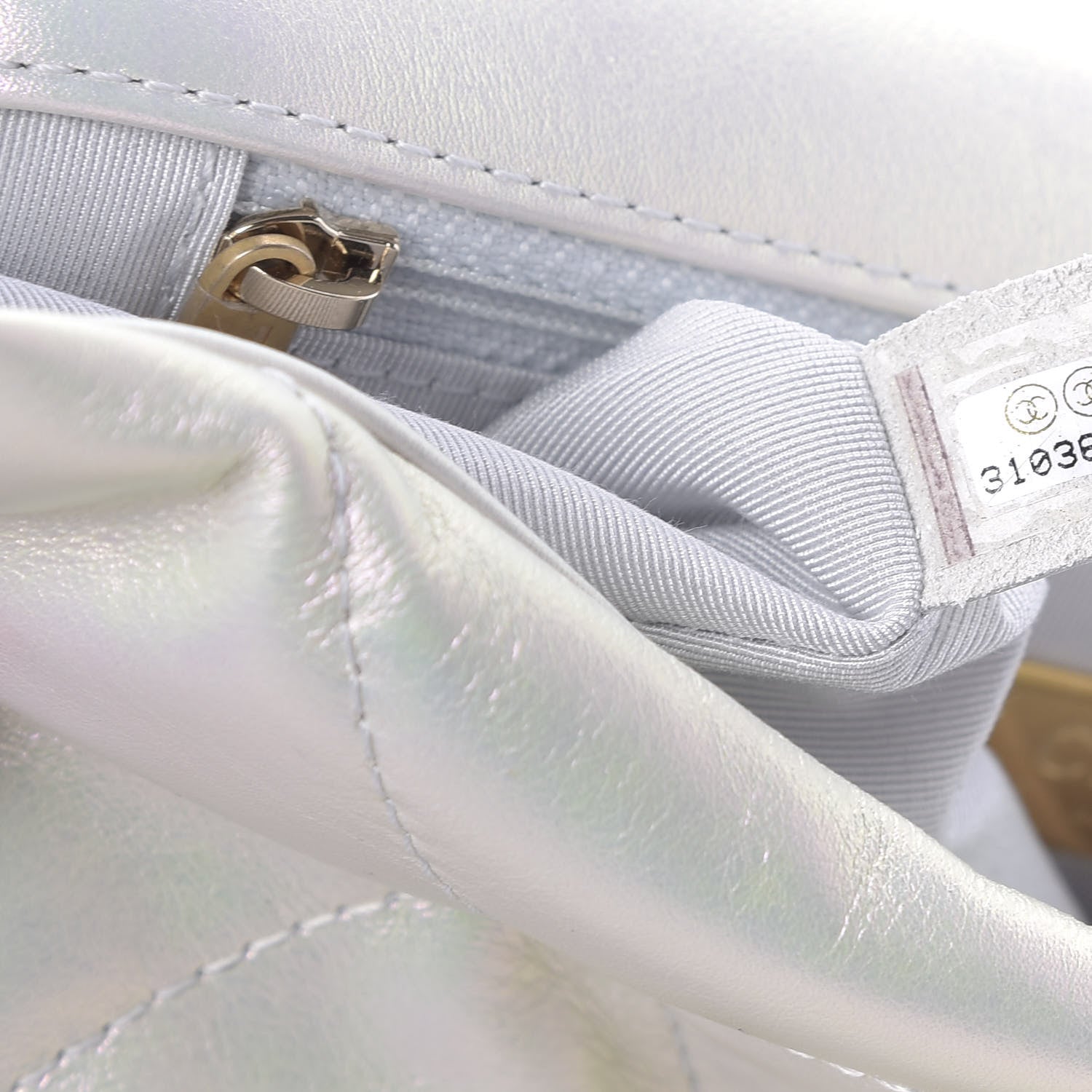 Chanel Iridescent Calfskin Quilted Medium 19 Flap White 9 of 11