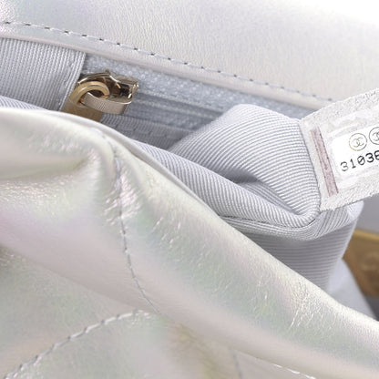 Chanel Iridescent Calfskin Quilted Medium 19 Flap White 9 of 11