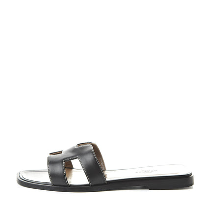 Hermes Calfskin Oran Sandals 36 Black 1 of 10