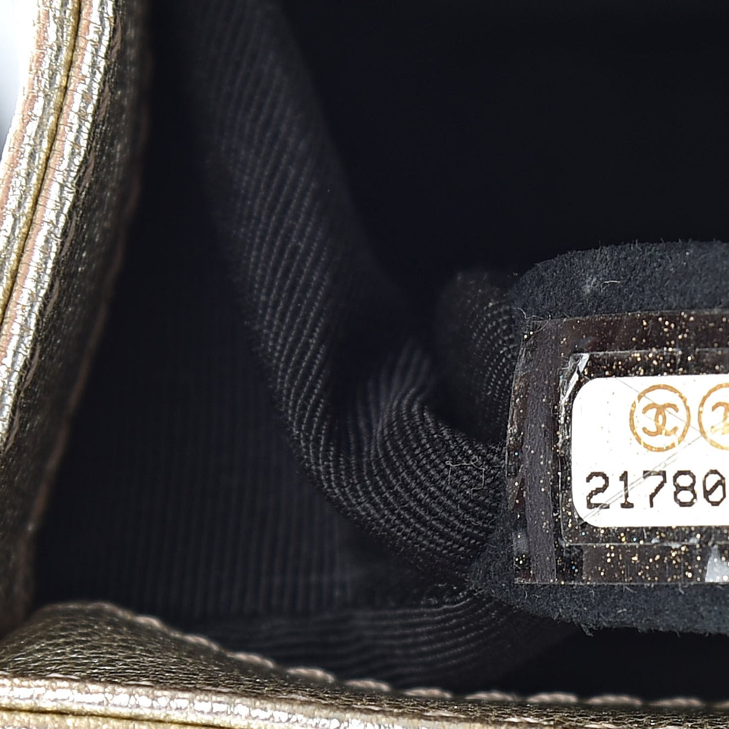 Metallic Goatskin Calfskin Small Boy Flap Gold Black