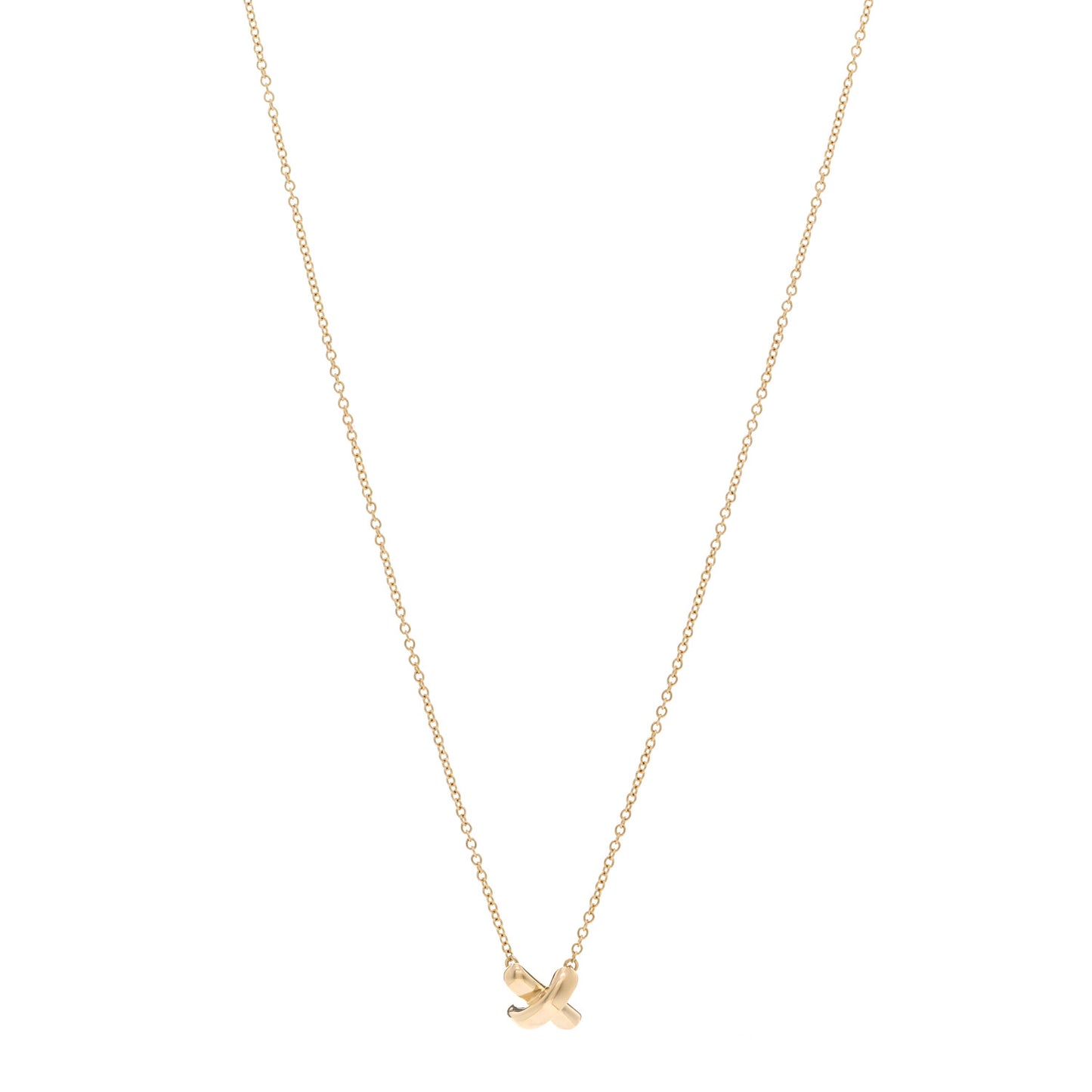18k Yellow Gold Cross Stitch Pendant Necklace