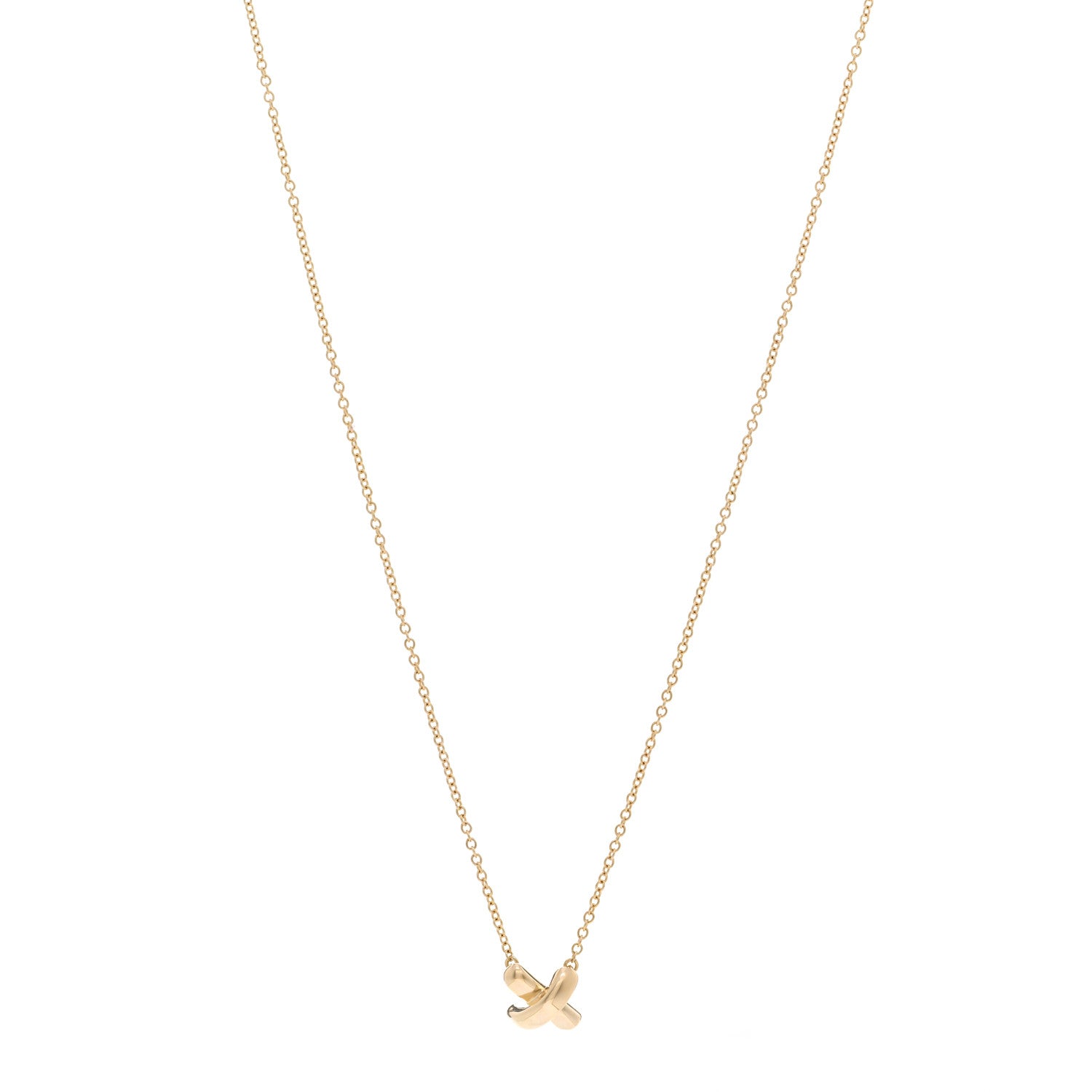 Tiffany 18k Yellow Gold Cross Stitch Pendant Necklace 1 of 4