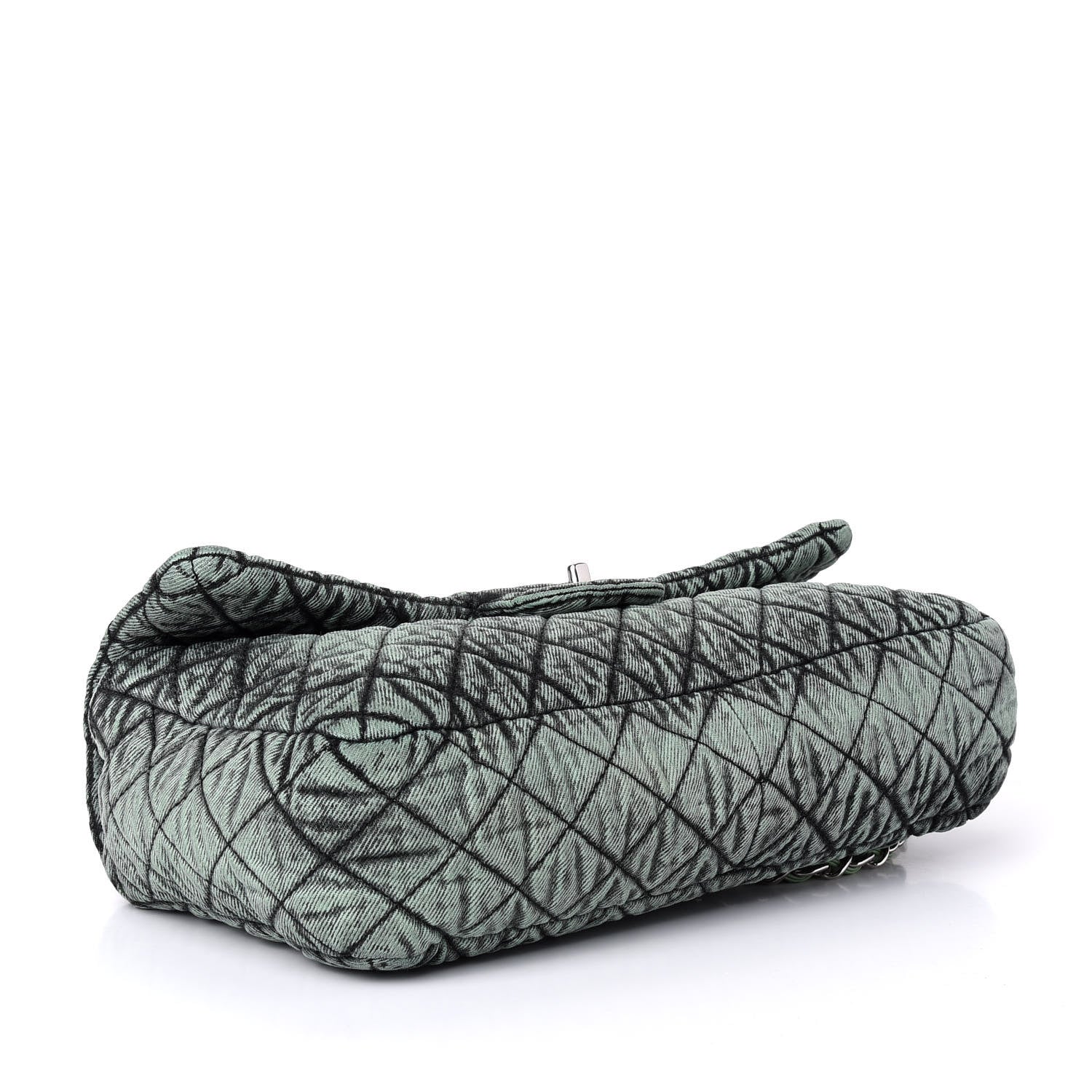 Chanel Denim Quilted Denimpression Flap Green Black 4 of 9