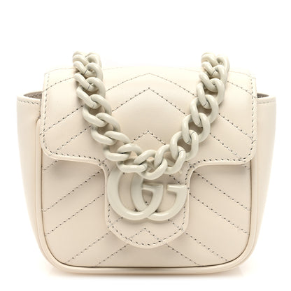 Gucci Calfskin Matelasse Monochrome GG Marmont Chain Mini Belt Bag Mystic White 1 of 9