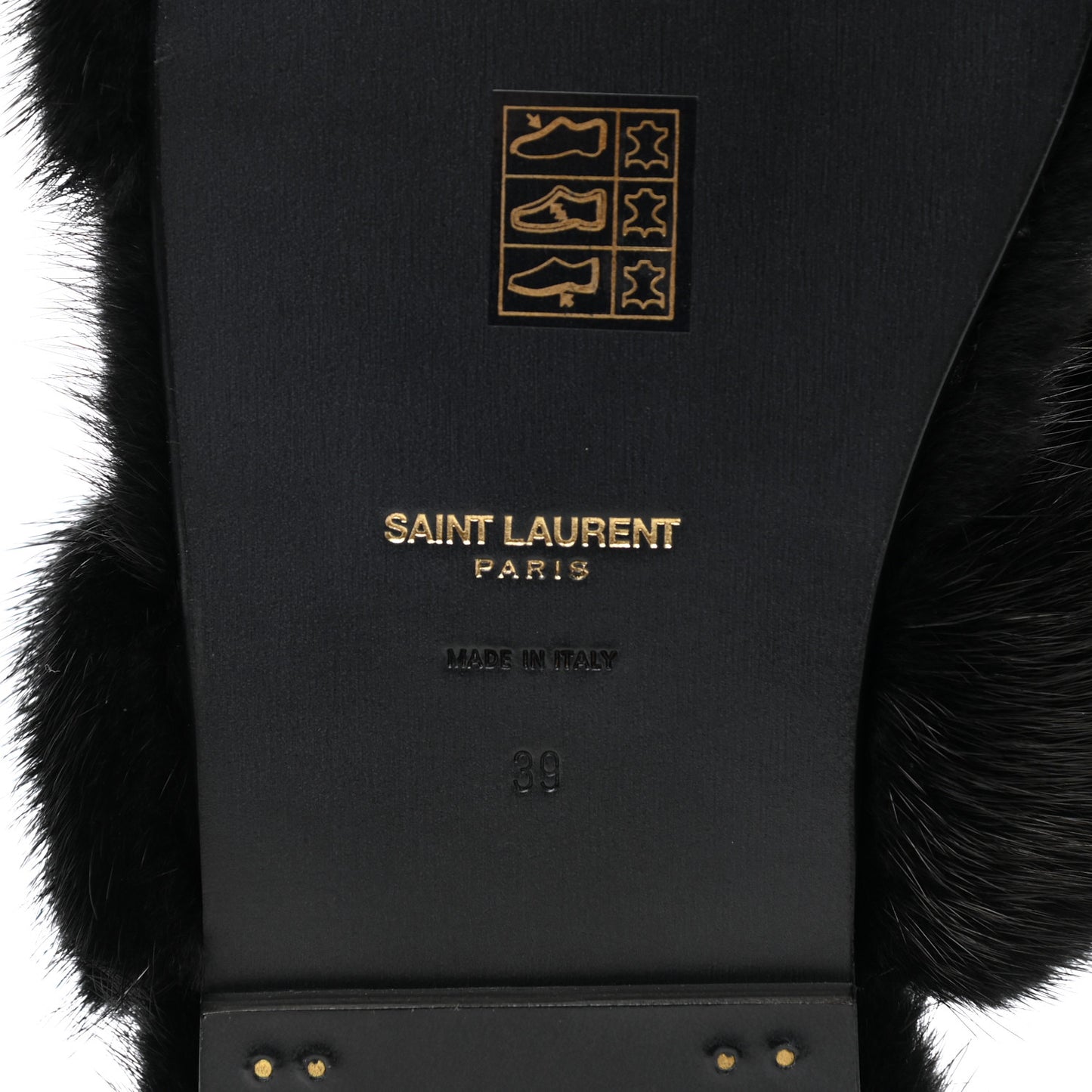 Mink Fur Bleach Sandals 39 Black