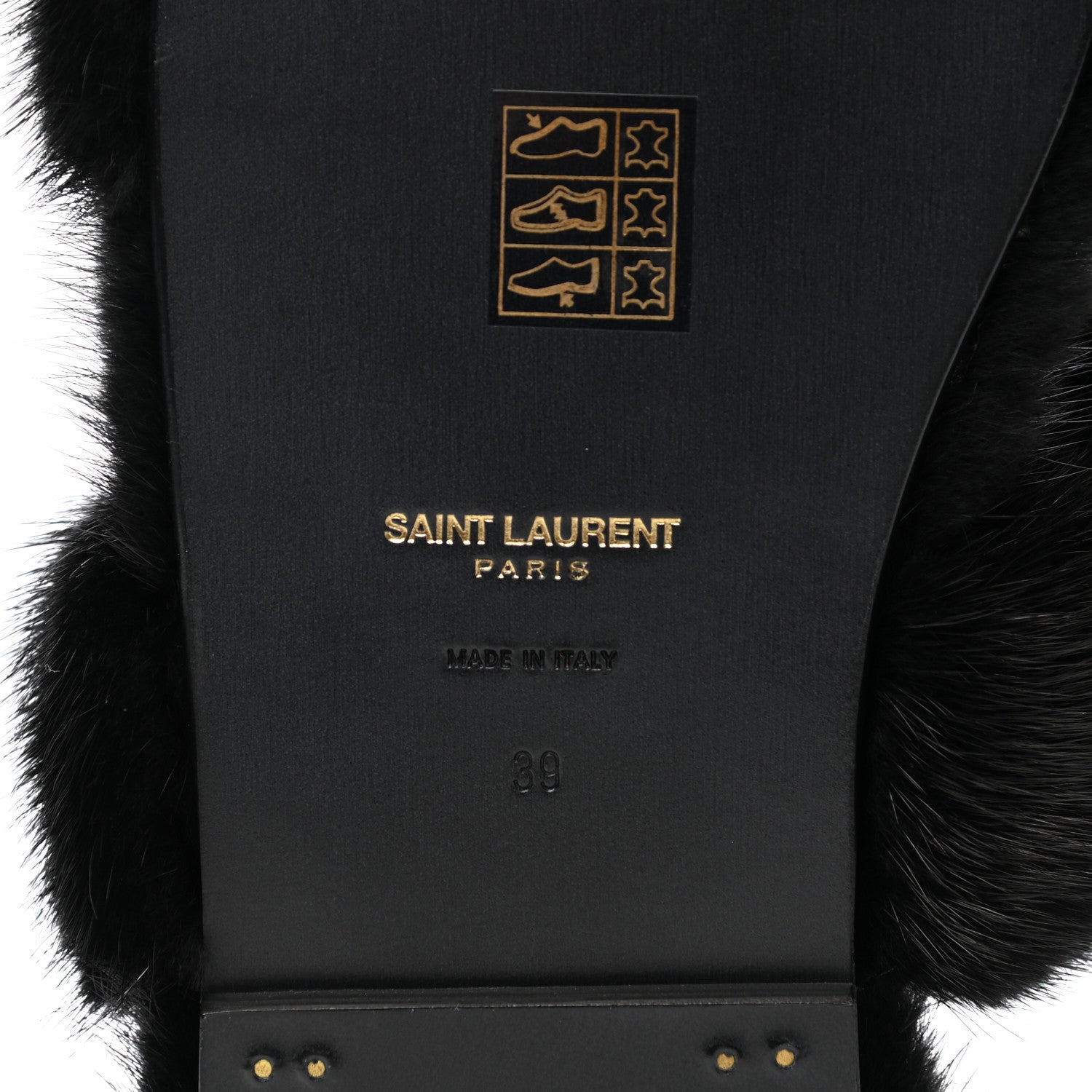 Saint Laurent Mink Fur Bleach Sandals 39 Black 6 of 6