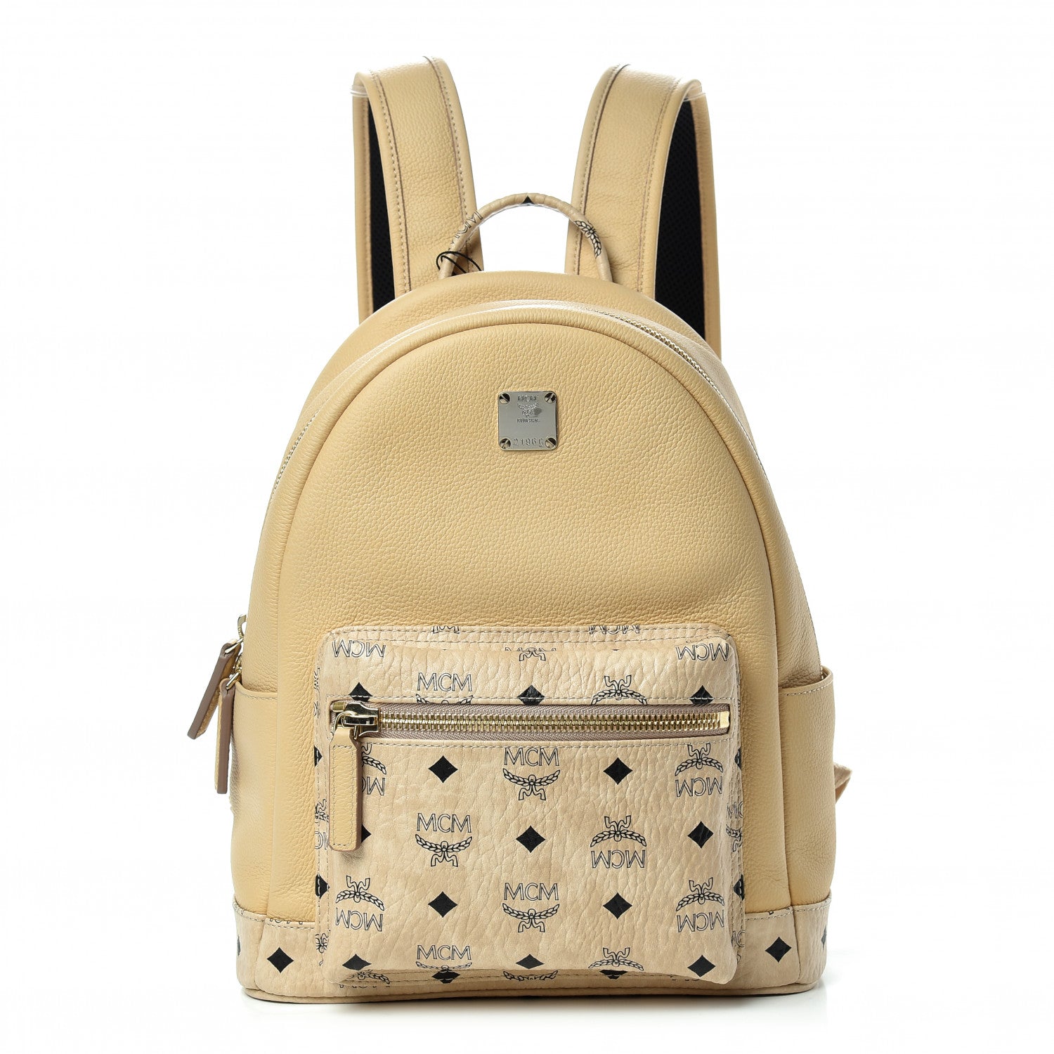 MCM Calfskin Visetos Small Backpack Beige 1 of 9