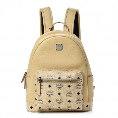 MCM Calfskin Visetos Small Backpack Beige 1 of 9