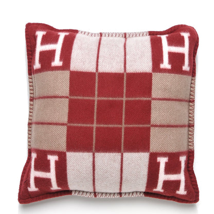 Hermes Wool Cashmere Avalon III Pillow PM Ecru Rouge 3 of 5