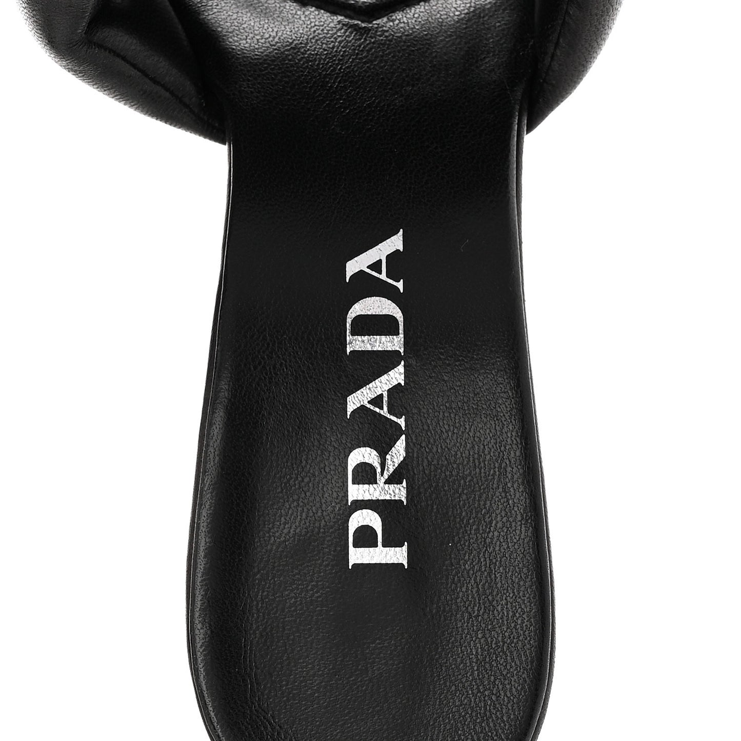 Nappa Soft Padded Metal Triangle Logo 65mm Slide Sandals 37.5 Black