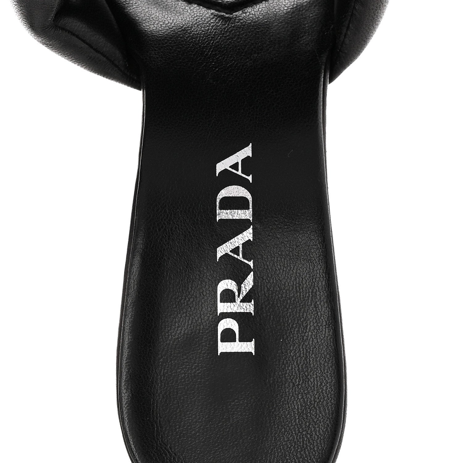 Prada Nappa Soft Padded Metal Triangle Logo 65mm Slide Sandals 37.5 Black 8 of 9