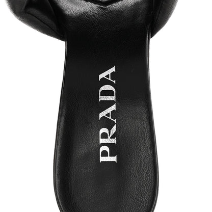 Prada Nappa Soft Padded Metal Triangle Logo 65mm Slide Sandals 37.5 Black 8 of 9