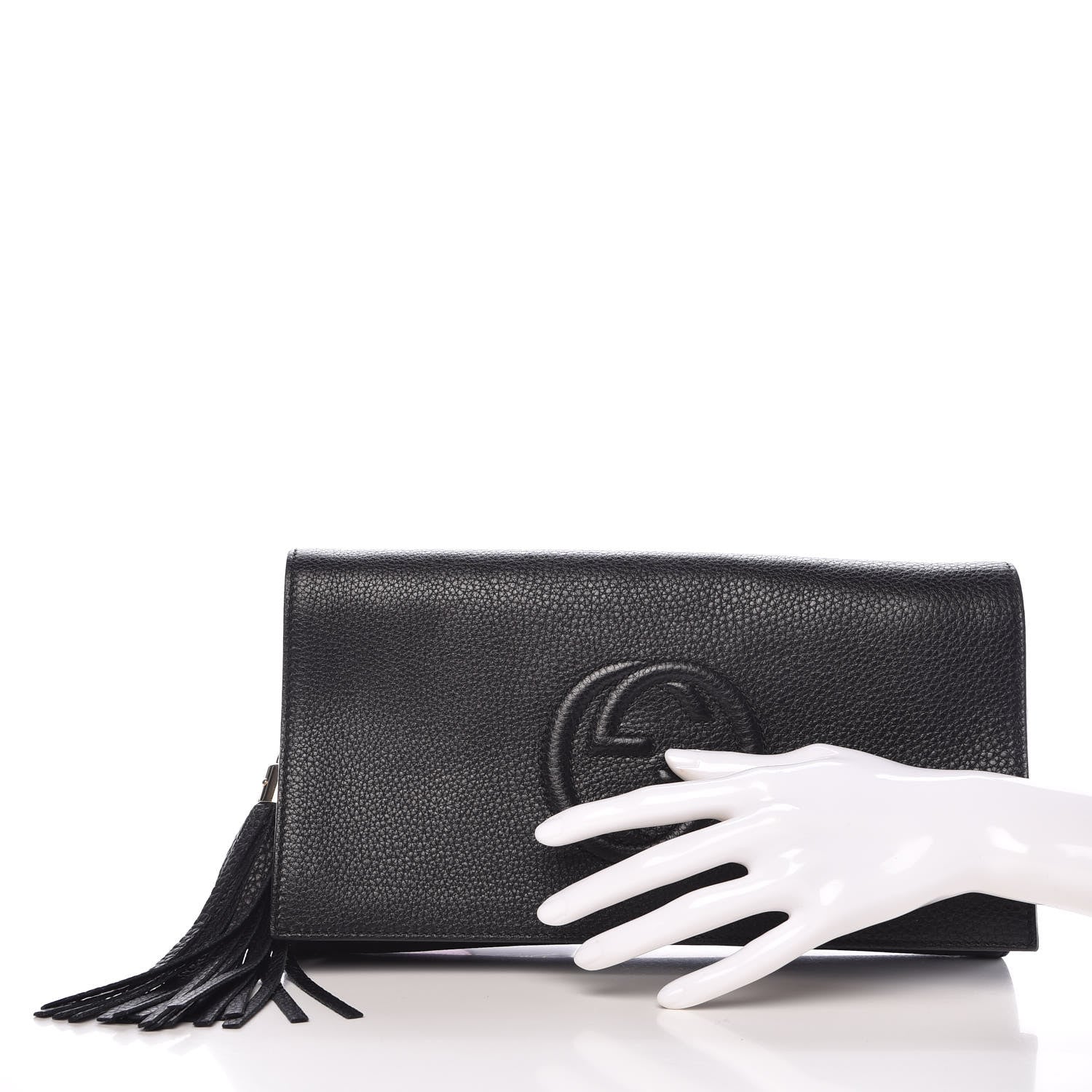 Gucci Pebbled Calfskin Medium Soho Clutch Black 2 of 7