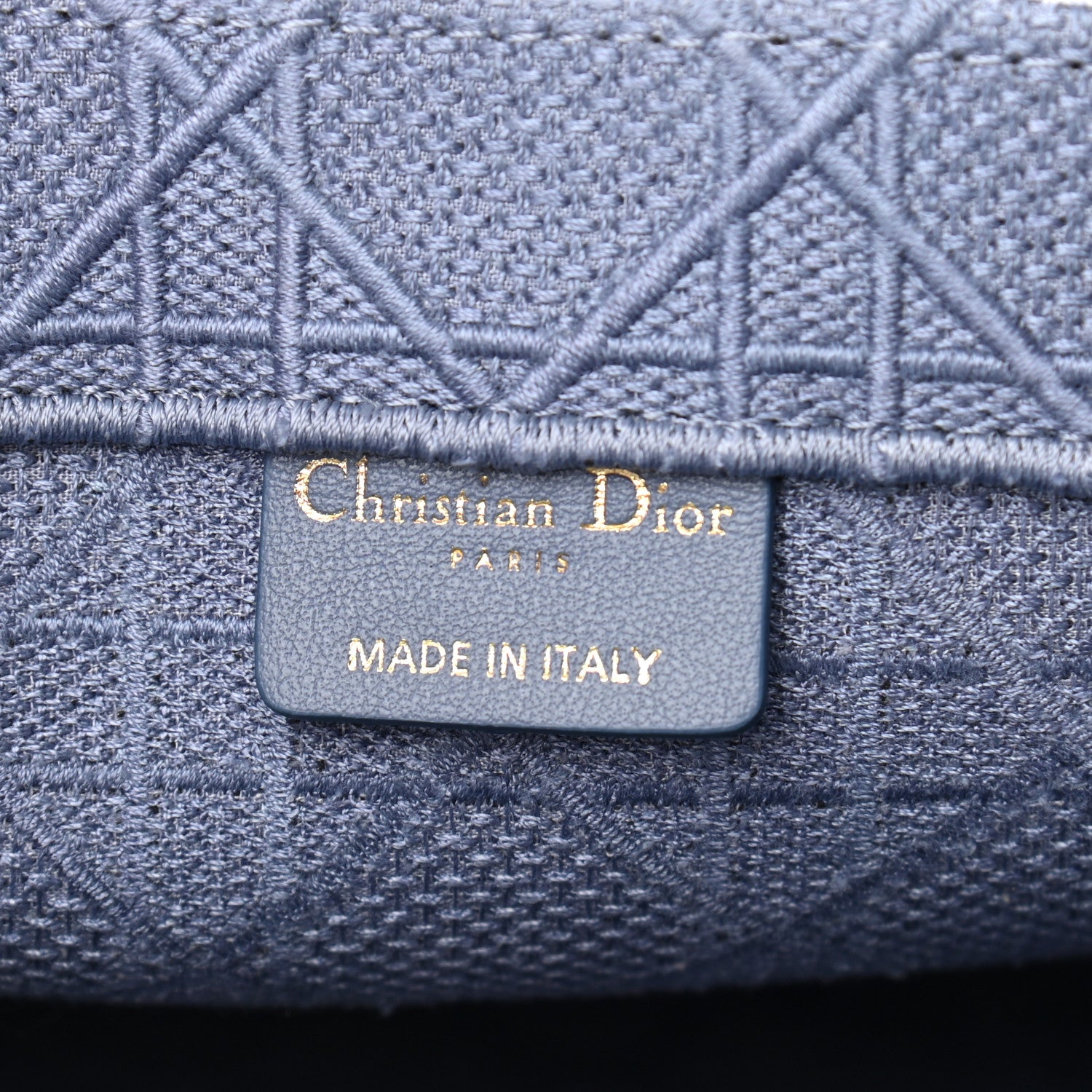 Christian Dior Embroidered Cannage Medium Book Tote Denim Blue 6 of 10