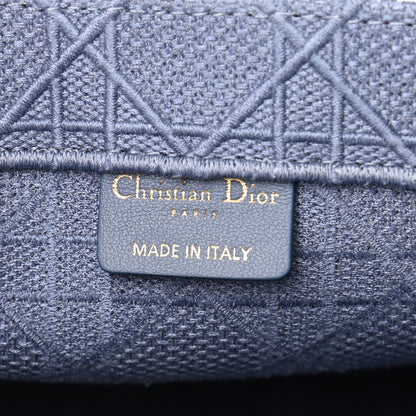 Christian Dior Embroidered Cannage Medium Book Tote Denim Blue 6 of 10