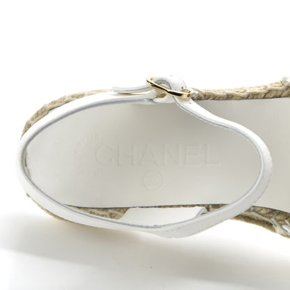 Chanel Lambskin Cap Toe CC Espadrille Sandals 35 Black White 7 of 10