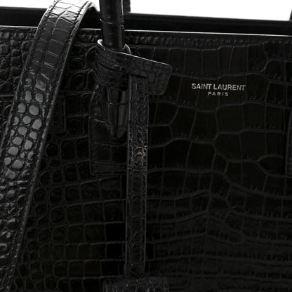 Saint Laurent Calfskin Crocodile Embossed Baby Sac De Jour Black 13 of 13