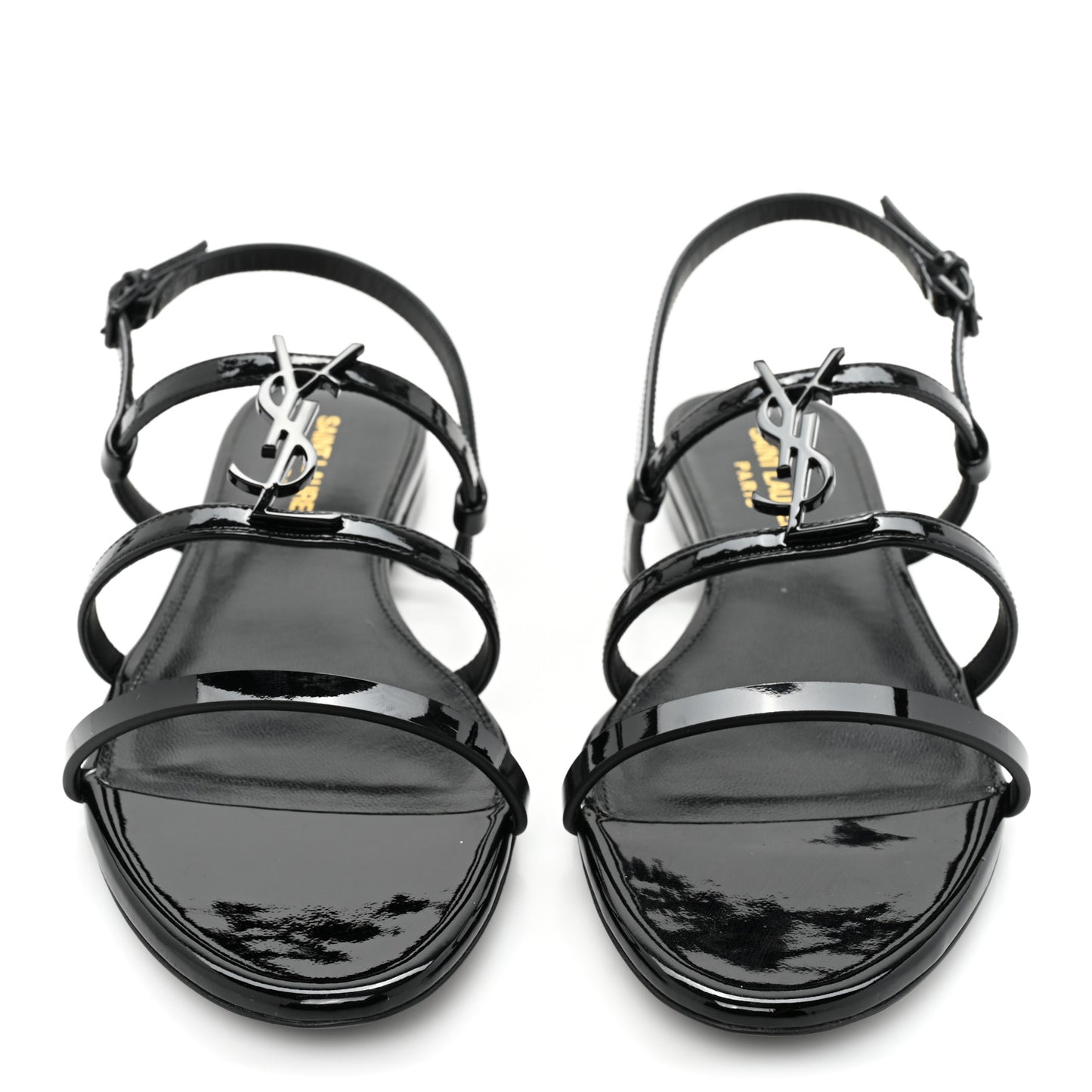 Patent Calfskin Cassandra Monogram Sandals 37 Black