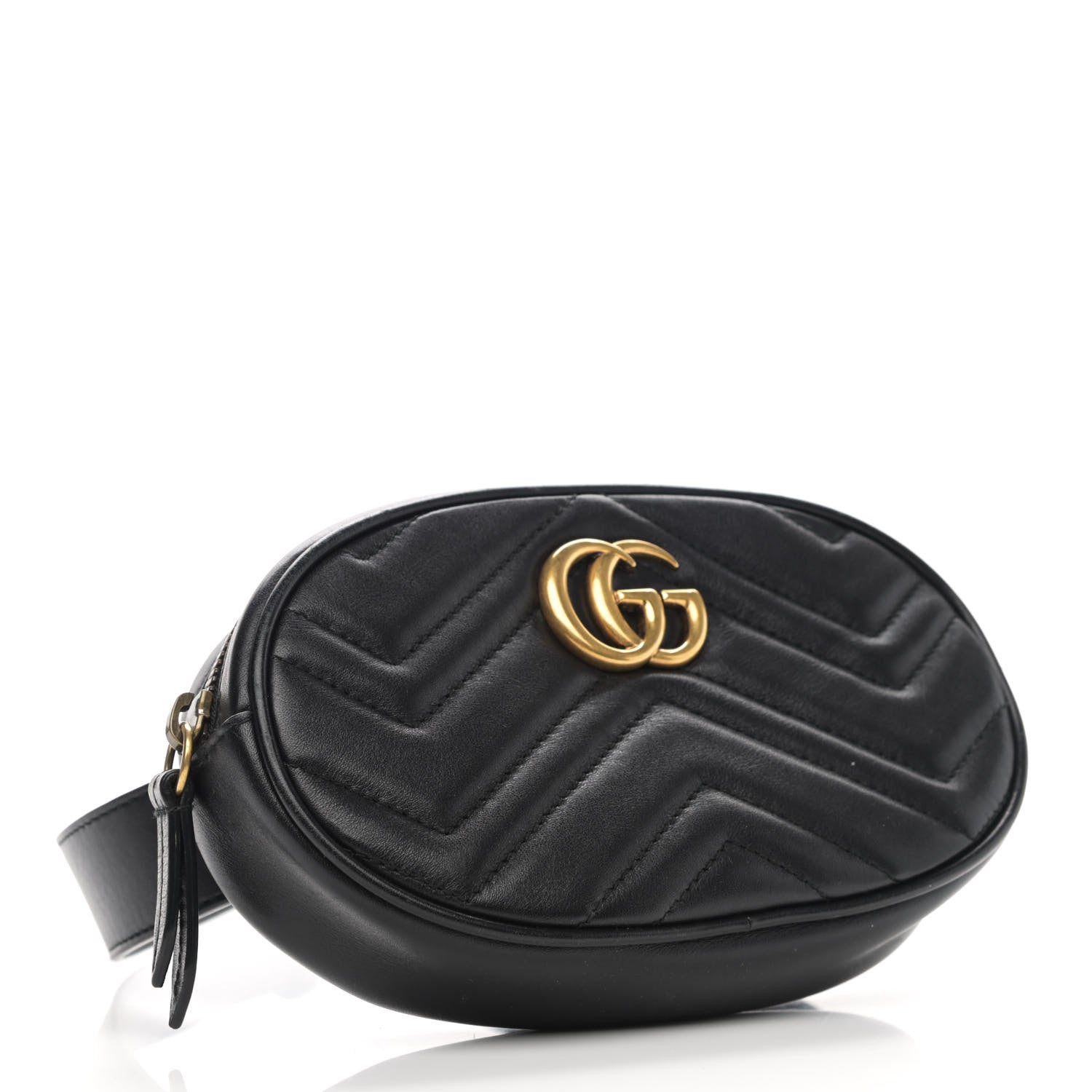 Gucci Calfskin Matelasse GG Marmont Belt Bag 85 34 Black 3 of 9
