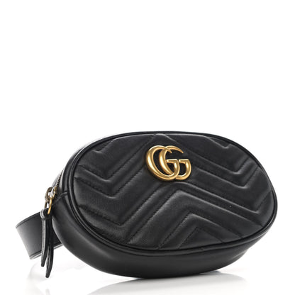 Gucci Calfskin Matelasse GG Marmont Belt Bag 85 34 Black 3 of 9