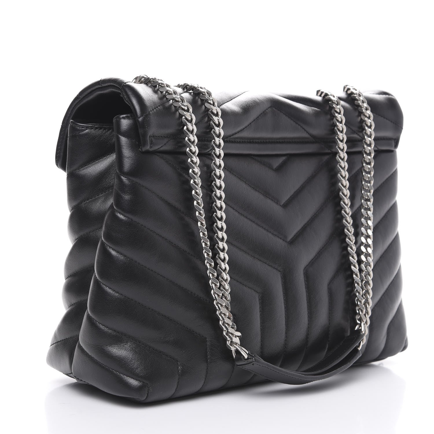 Saint Laurent Calfskin Y Quilted Monogram Medium Loulou Satchel Black 2 of 12