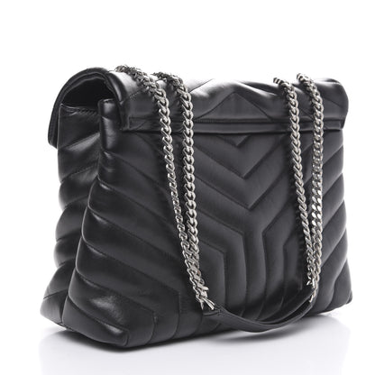 Saint Laurent Calfskin Y Quilted Monogram Medium Loulou Satchel Black 2 of 12