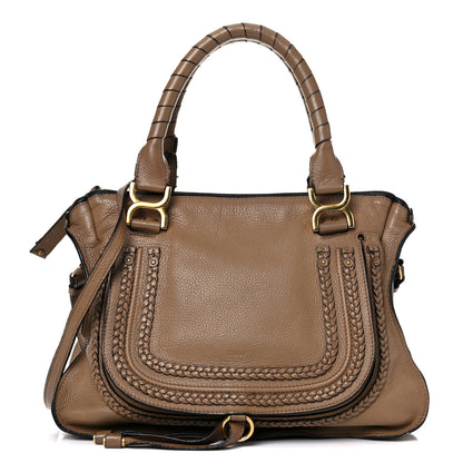 Chloe Calfskin Braided Medium Marcie Satchel Nut 1 of 28