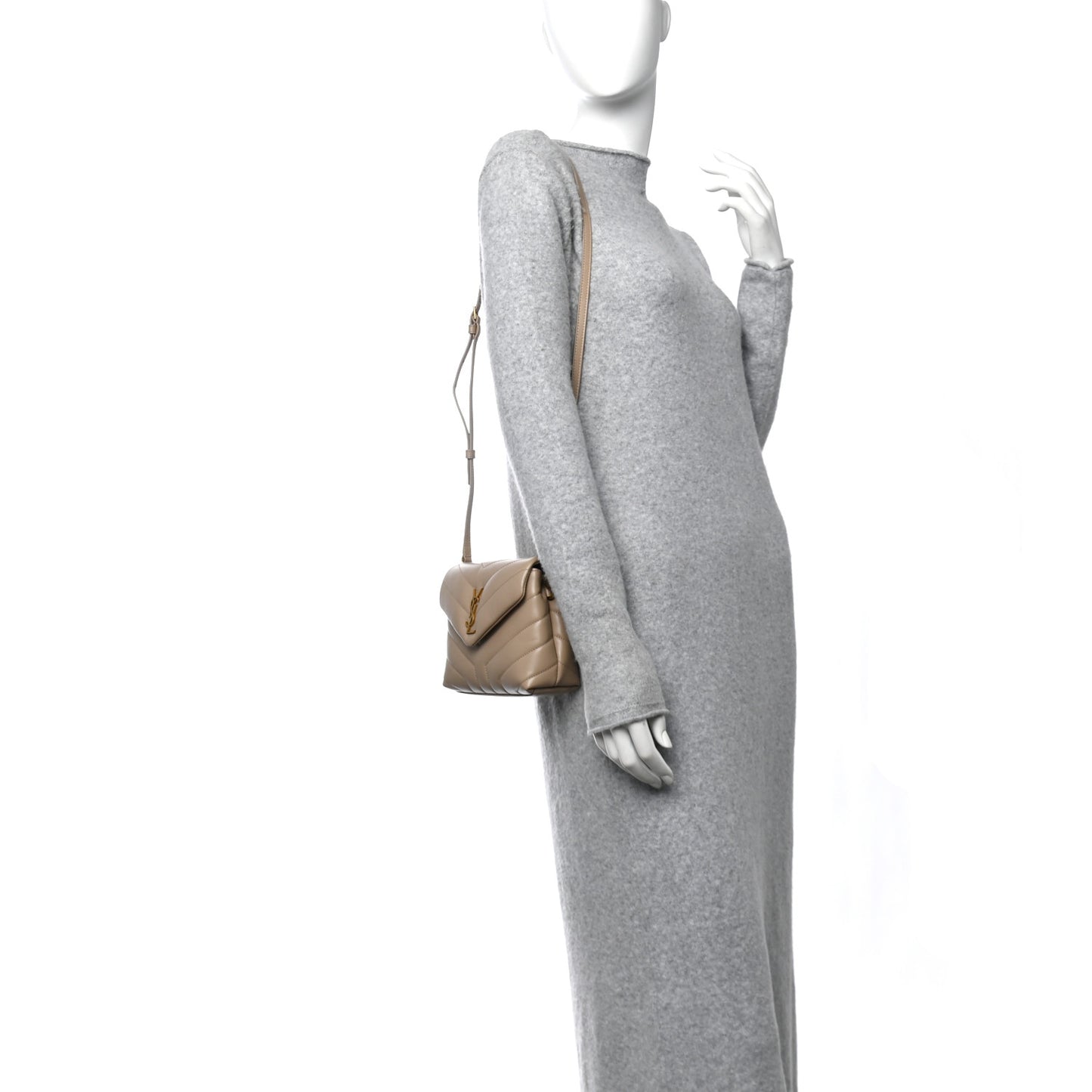Calfskin Y Quilted Monogram Toy Loulou Crossbody Bag Dark Beige