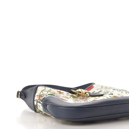 Gucci Canvas Flora Medium Jackie Hobo Blue Agata 9 of 11