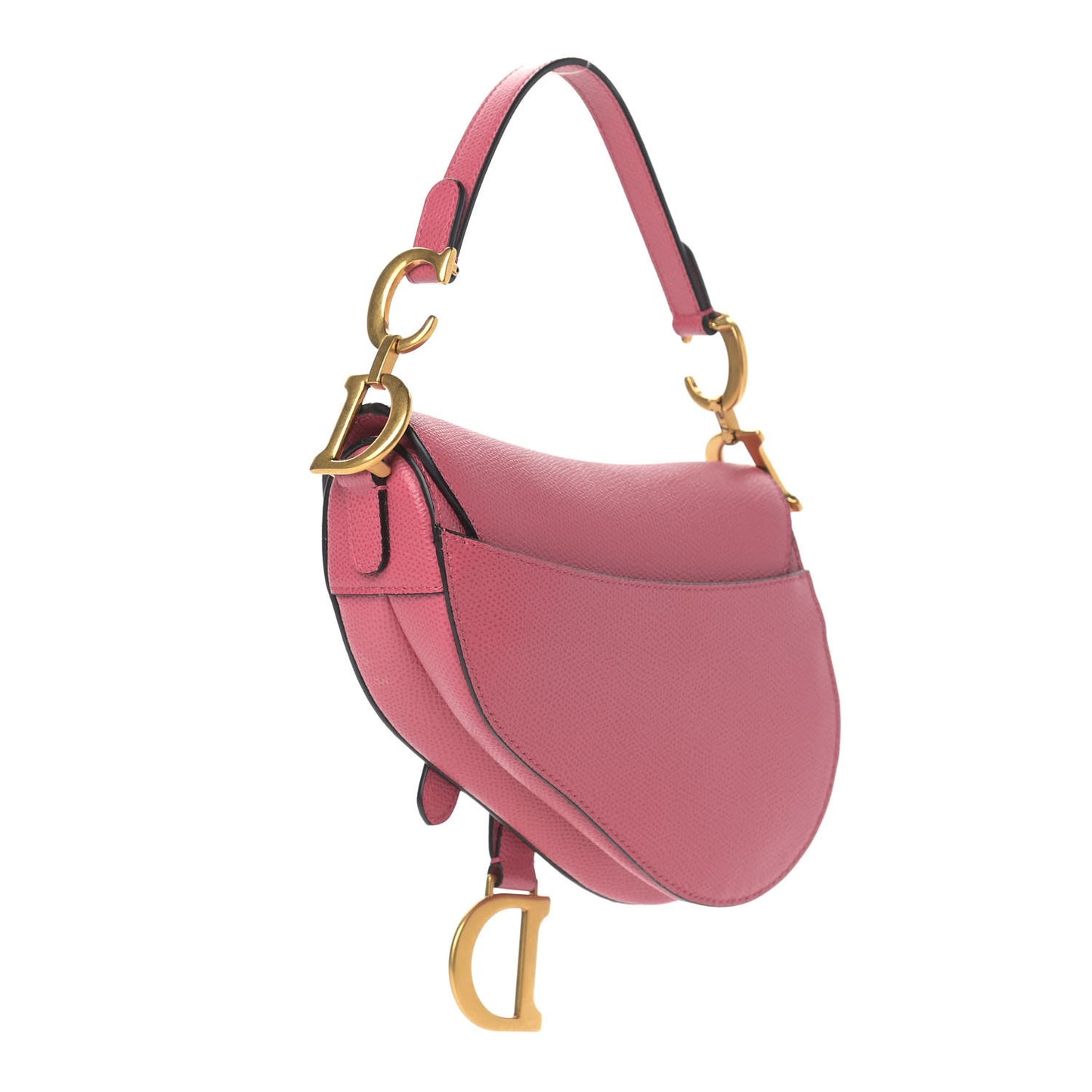 Grained Calfskin Mini Saddle Bag Dusty Pink