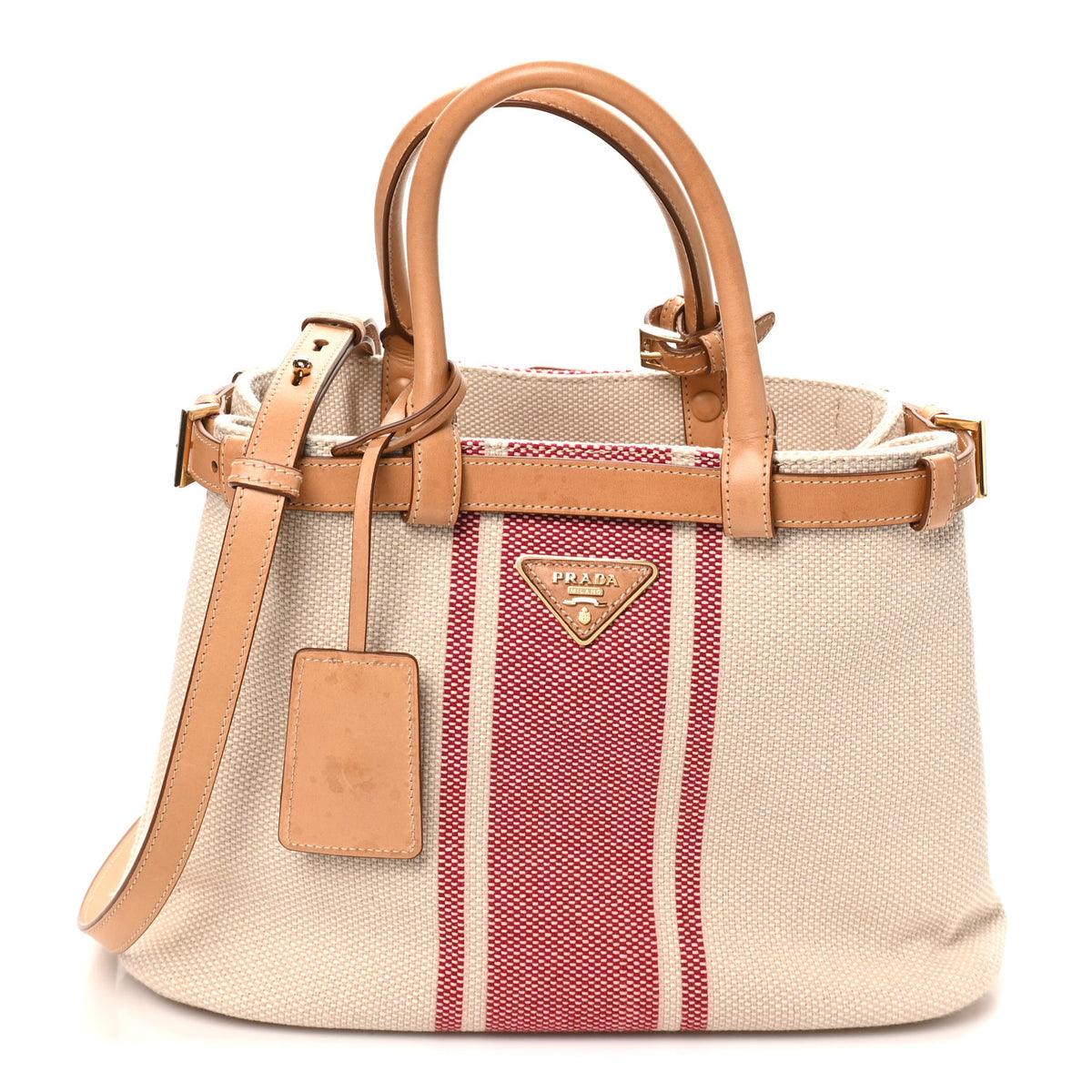 Canapa Vitello Small Buckle Bag Tan Red
