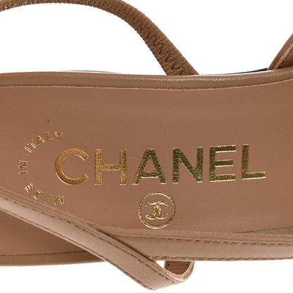 Chanel Lambskin Cap Toe CC Slingback Pumps 36.5 Dark Beige Black 8 of 10