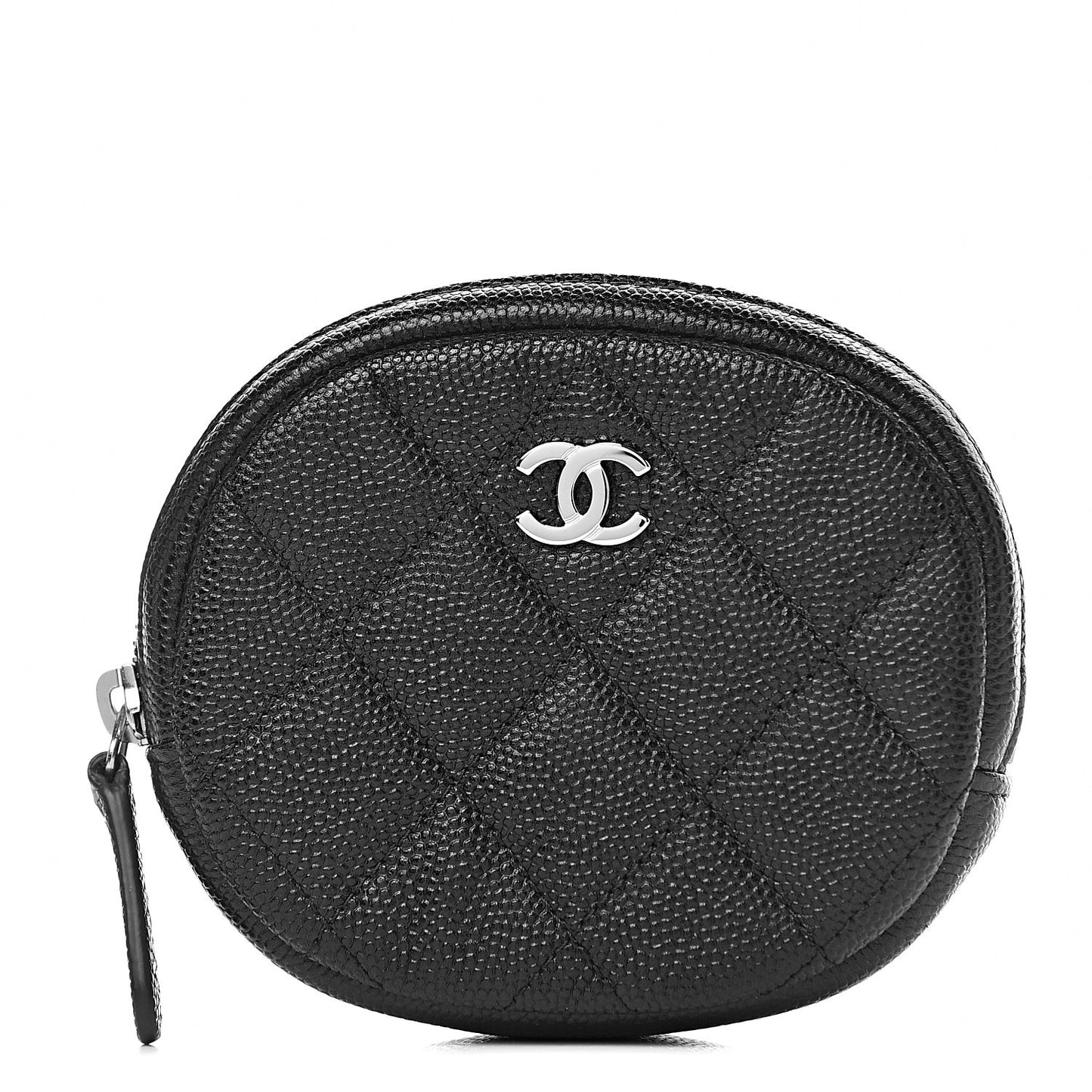 Caviar Quilted Zip Around Classic Coin Purse Black