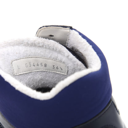 Chanel Calfskin Mesh Lycra Womens Logo High Top Sneakers 36.5 Blue 9 of 10