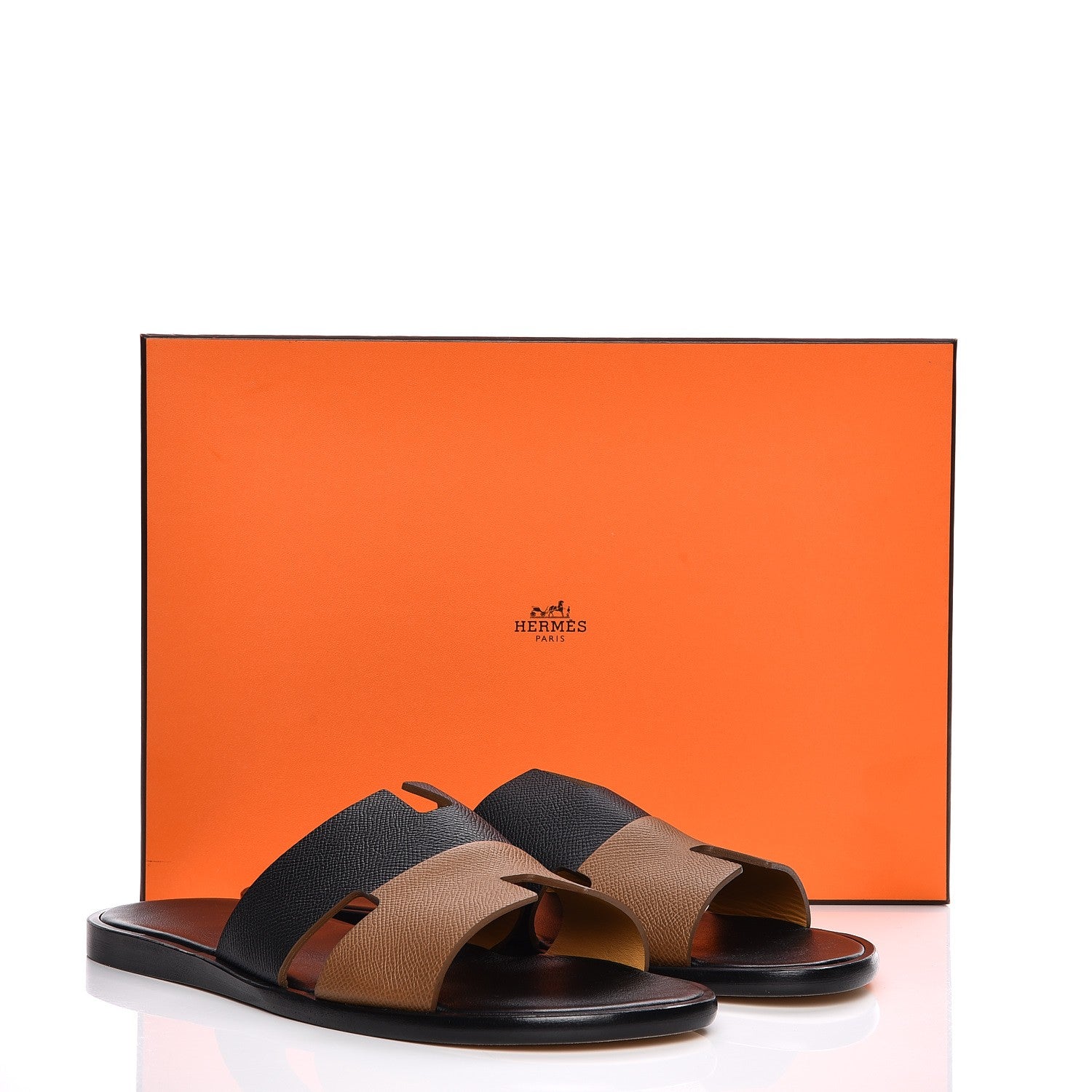 Hermes Epsom Bi Color Izmir Mens Sandals 43 Black 8 of 9