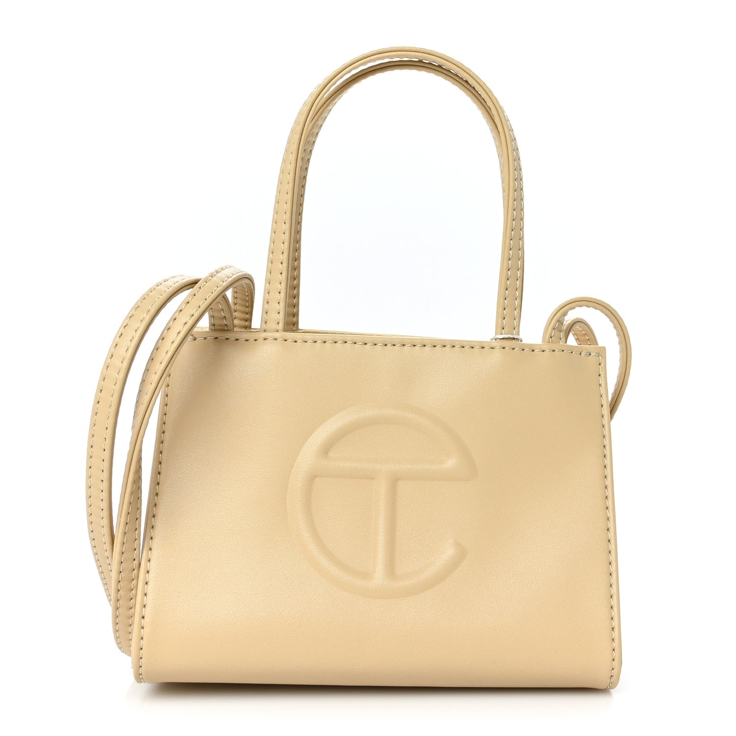Vegan Leather Small Shopping Bag Cream