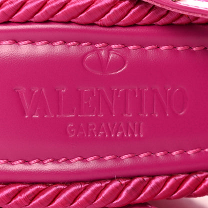 Valentino Garavani Calfskin Silk Rockstud Torchon Espadrille Wedge 25/95mm Slide Sandals 37 Rose Violet 7 of 16