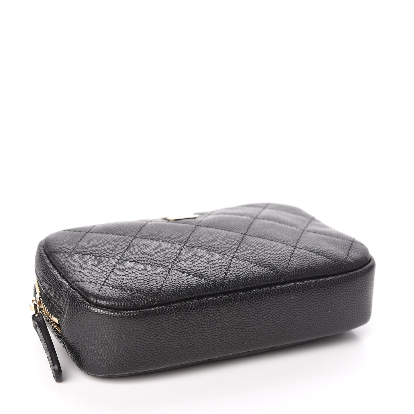 Caviar Quilted Small Curvy Pouch Cosmetic Case Black