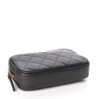 Chanel Caviar Quilted Small Curvy Pouch Cosmetic Case Black 4 of 7