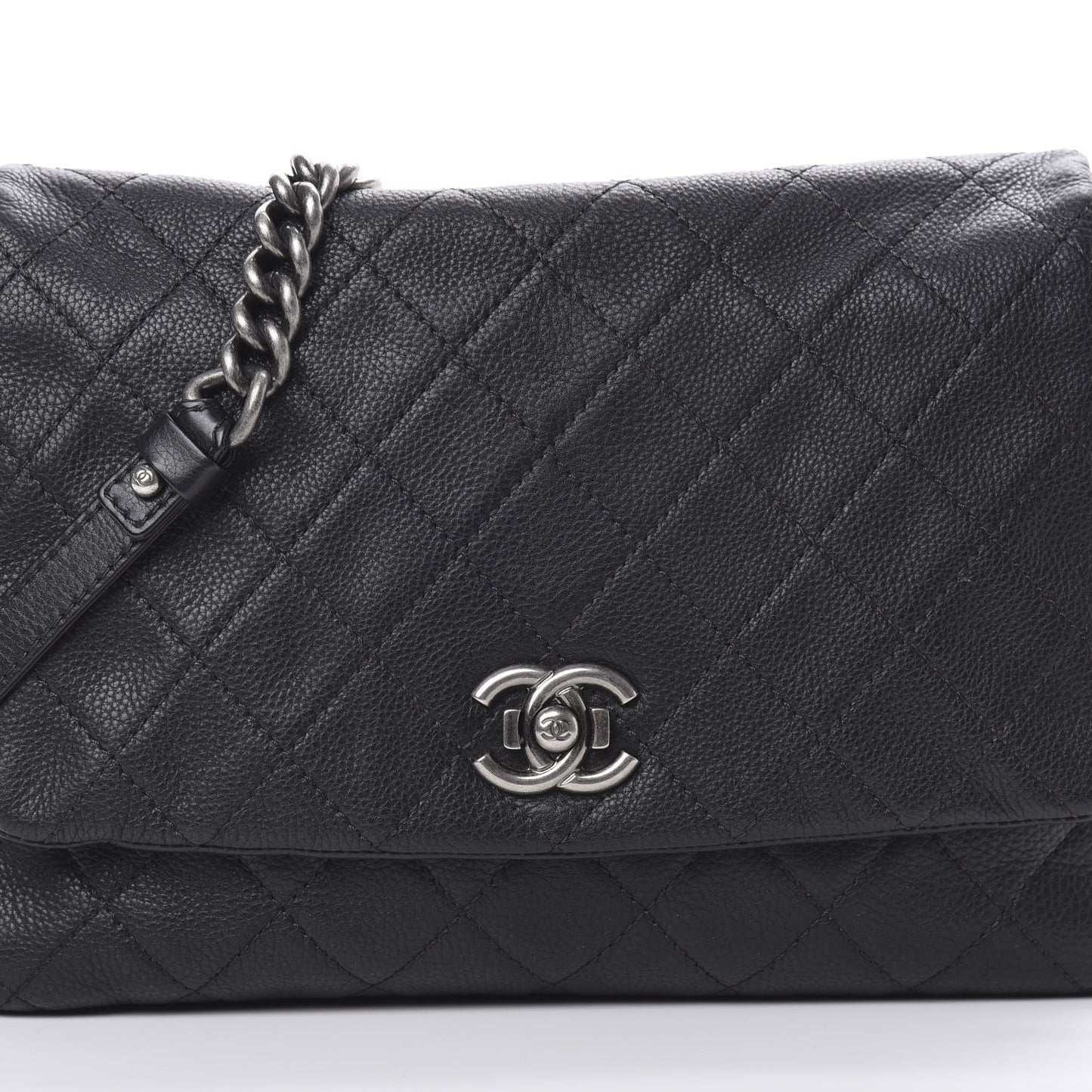 Calfskin Quilted Couture Messenger Black