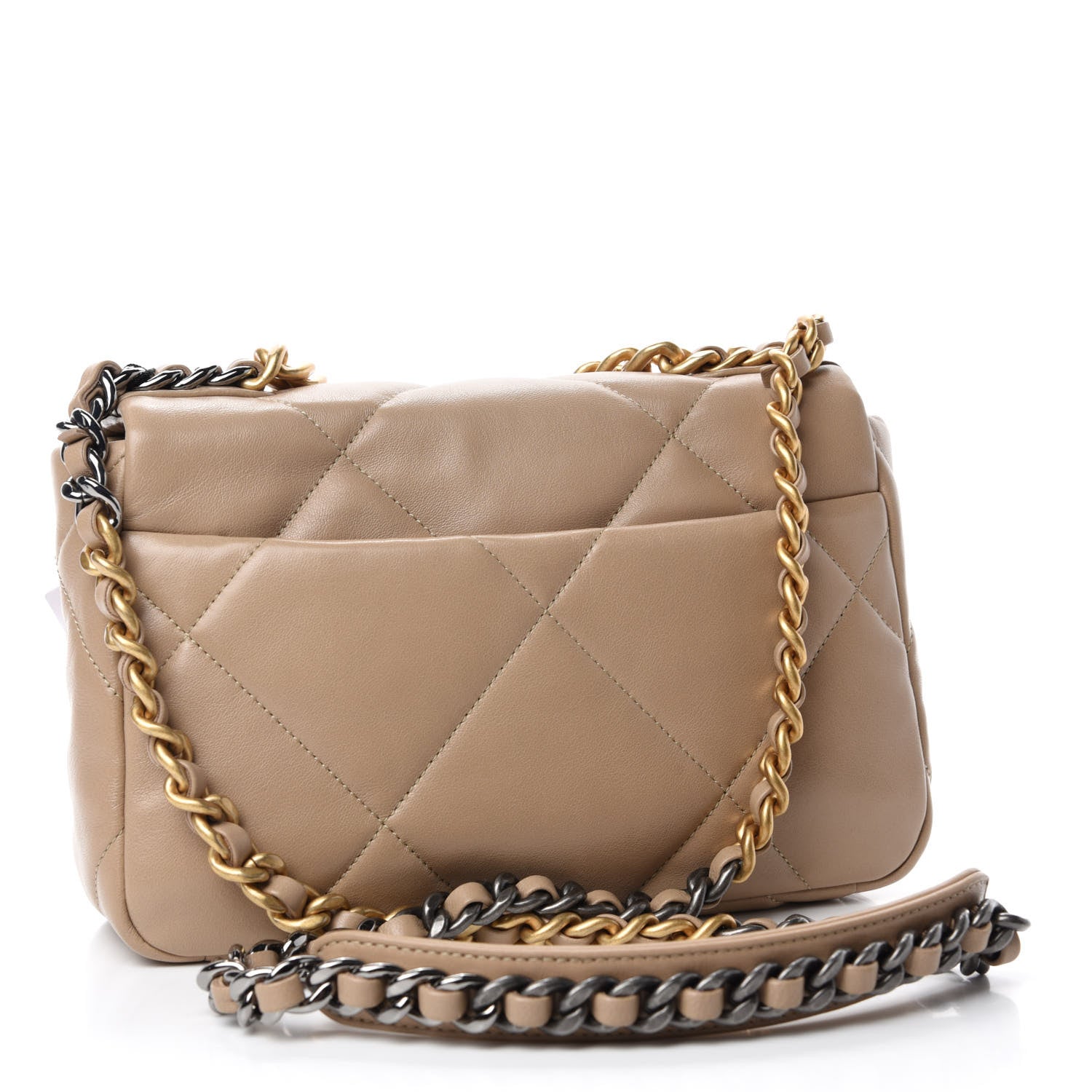 Chanel Lambskin Quilted Medium Chanel 19 Flap Dark Beige 3 of 11