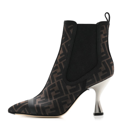 Fendi Mesh Tulle FF Colibri Ankle Booties 39 Tobacco Moro Black 1 of 9
