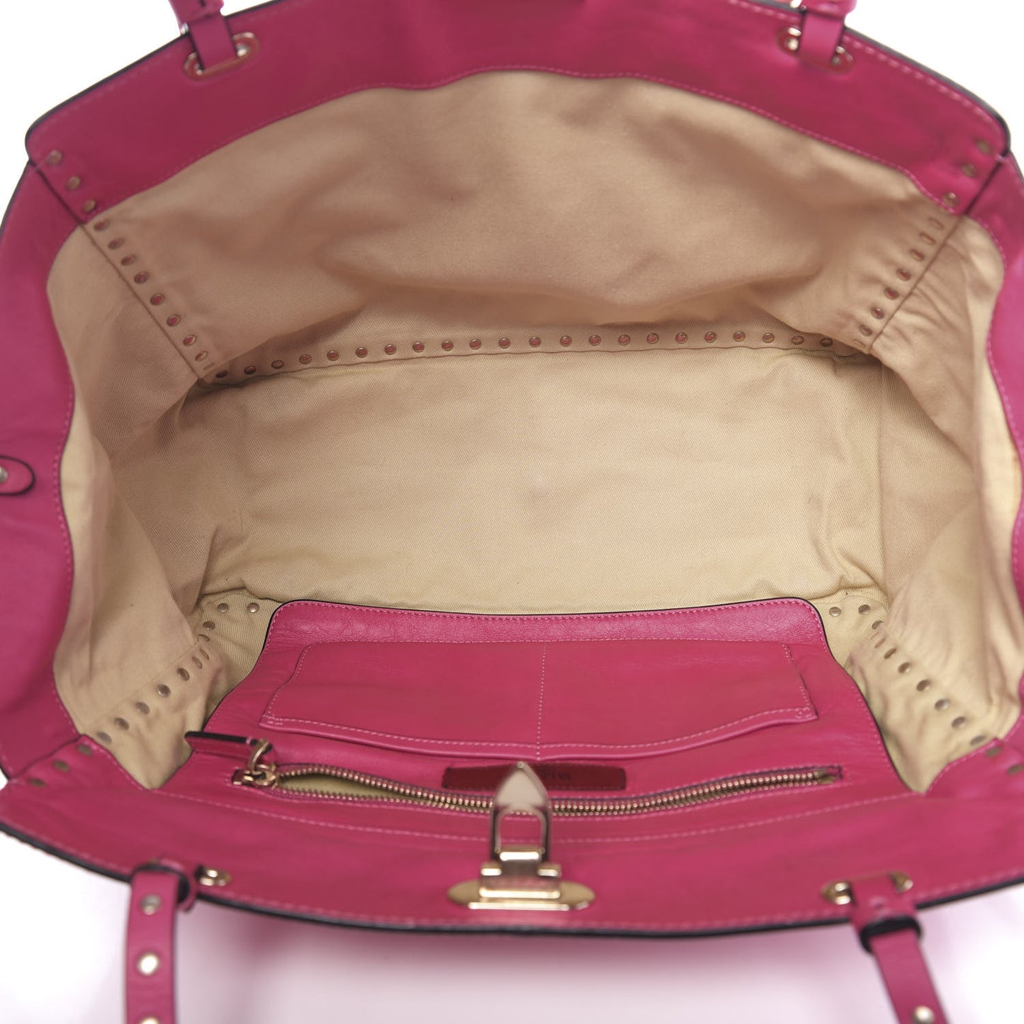 Vitello Medium Rockstud Tote Pop Fuxia