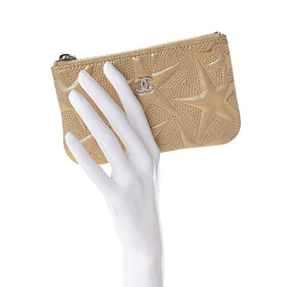 Chanel Metallic Lambskin Star Embossed Coin Purse Case Gold 2 of 10