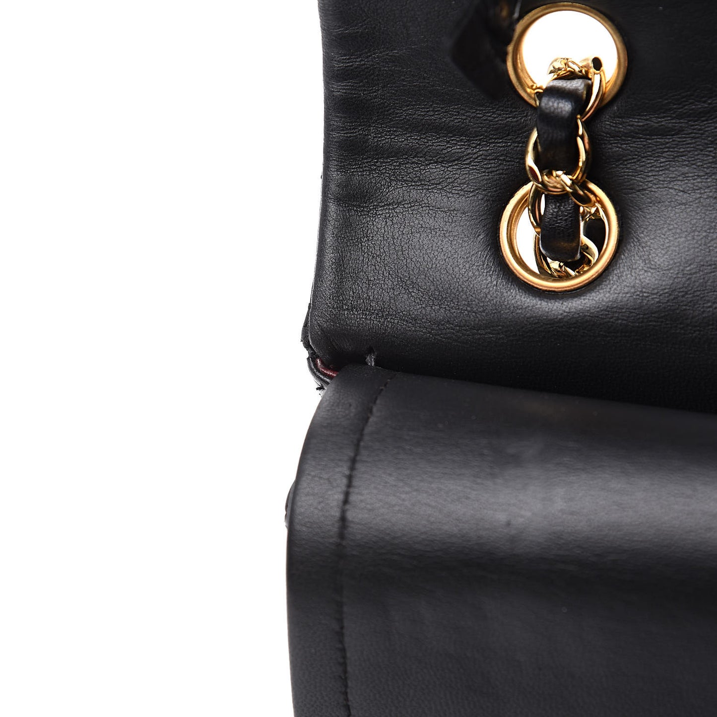 Lambskin Quilted Medium Double Flap Black