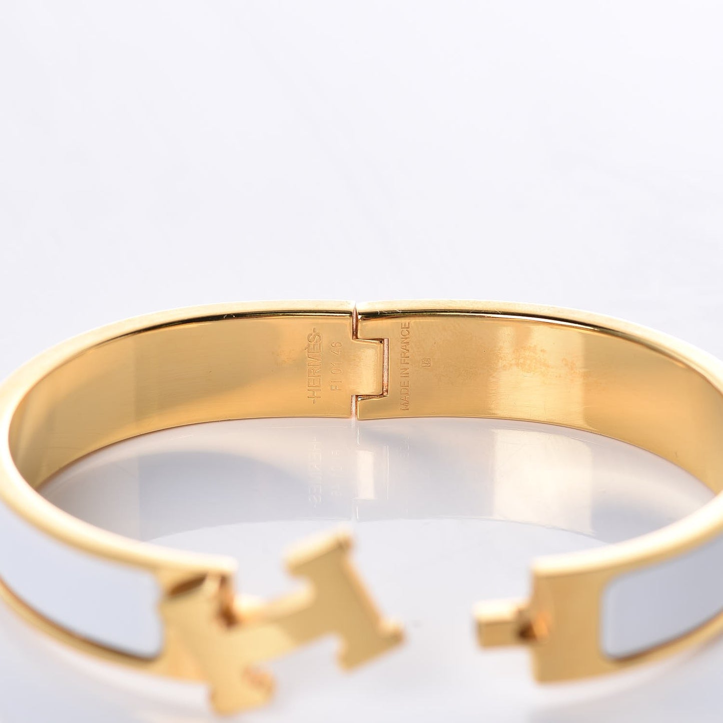 Enamel Narrow Clic Clac H Bracelet GM White