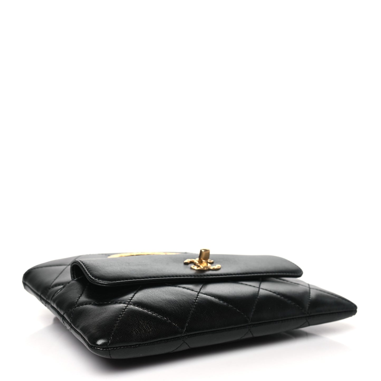 Lambskin Quilted Clutch Mini Flap Bag Black