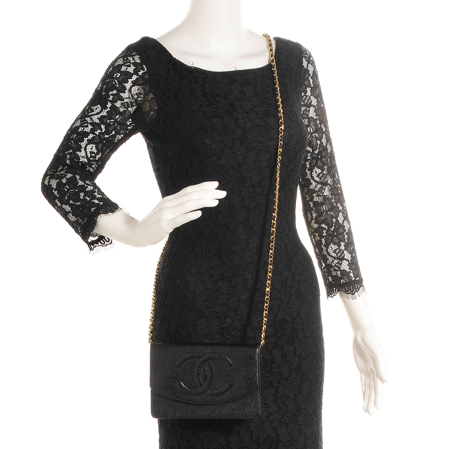 Chanel Caviar Timeless CC Wallet on Chain WOC Black 2 of 9