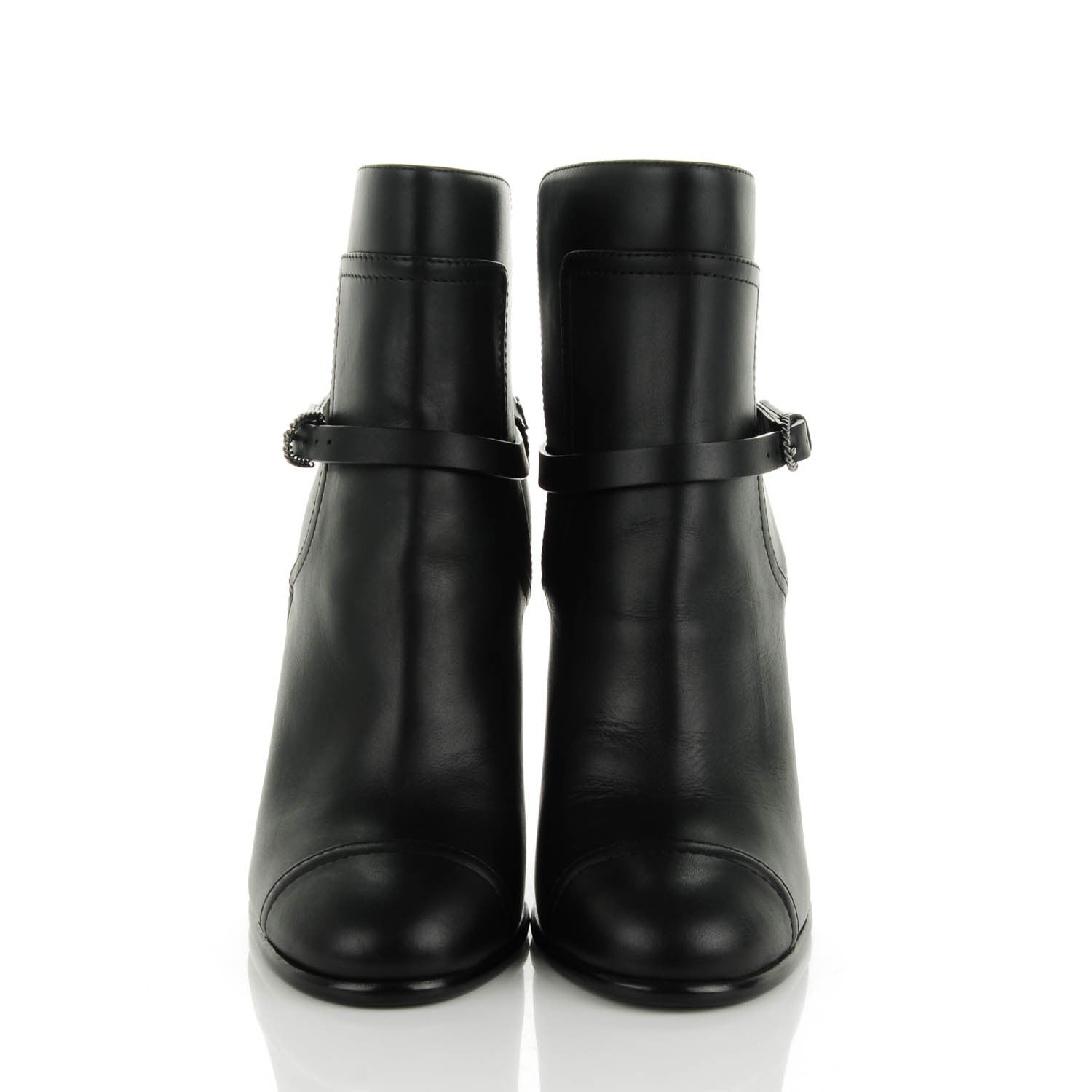 Chanel Calfskin Buckle Short Boots 36 Black 2 of 7